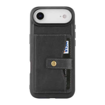 For iPhone Air Kalebol Magnetic Button Card Bag MagSafe Ring Leather Phone Case(Black) - iPhone Air Cases by Kalebol | Online Shopping UK | buy2fix