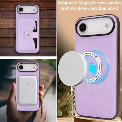 For iPhone Air Kalebol Magnetic Button Card Bag MagSafe Ring Leather Phone Case(Purple) - iPhone Air Cases by Kalebol | Online Shopping UK | buy2fix