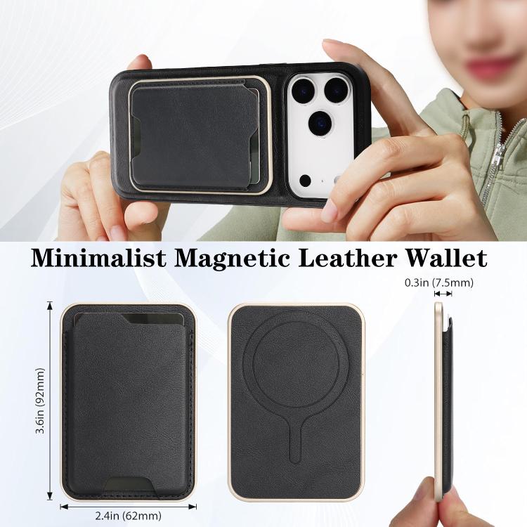 For iPhone 17 Pro Max Kalebol Slim MagSafe Ring Magnetic Card Bag Leather Phone Case(Black) - More iPhone Cases by Kalebol | Online Shopping UK | buy2fix