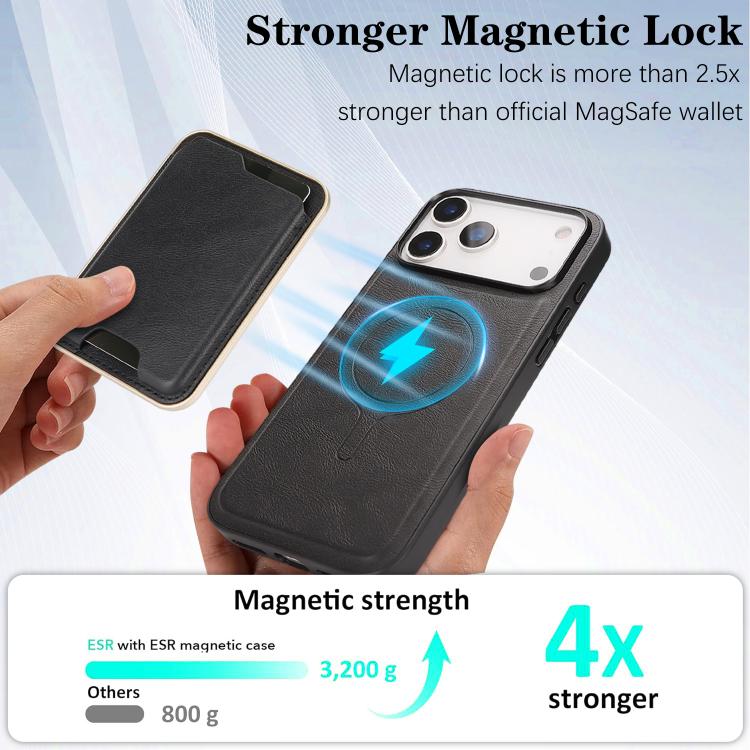 For iPhone 17 Pro Max Kalebol Slim MagSafe Ring Magnetic Card Bag Leather Phone Case(Black) - More iPhone Cases by Kalebol | Online Shopping UK | buy2fix