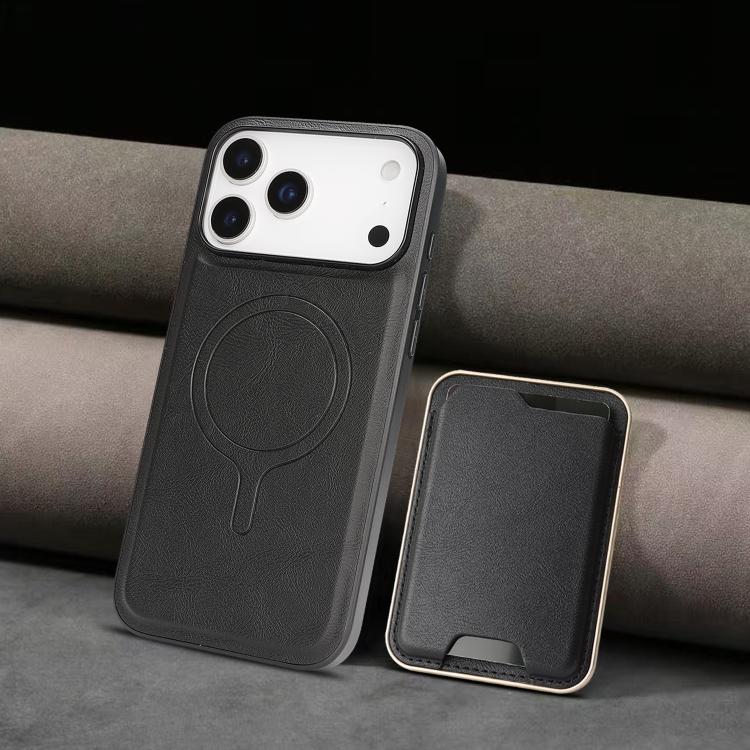 For iPhone 17 Pro Max Kalebol Slim MagSafe Ring Magnetic Card Bag Leather Phone Case(Black) - More iPhone Cases by Kalebol | Online Shopping UK | buy2fix