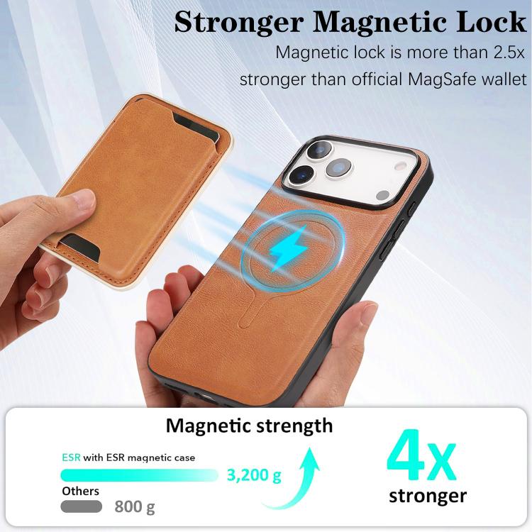 For iPhone 17 Pro Max Kalebol Slim MagSafe Ring Magnetic Card Bag Leather Phone Case(Brown) - More iPhone Cases by Kalebol | Online Shopping UK | buy2fix