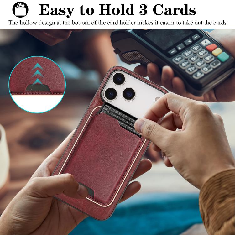 For iPhone 17 Pro Max Kalebol Slim MagSafe Ring Magnetic Card Bag Leather Phone Case(Red) - More iPhone Cases by Kalebol | Online Shopping UK | buy2fix