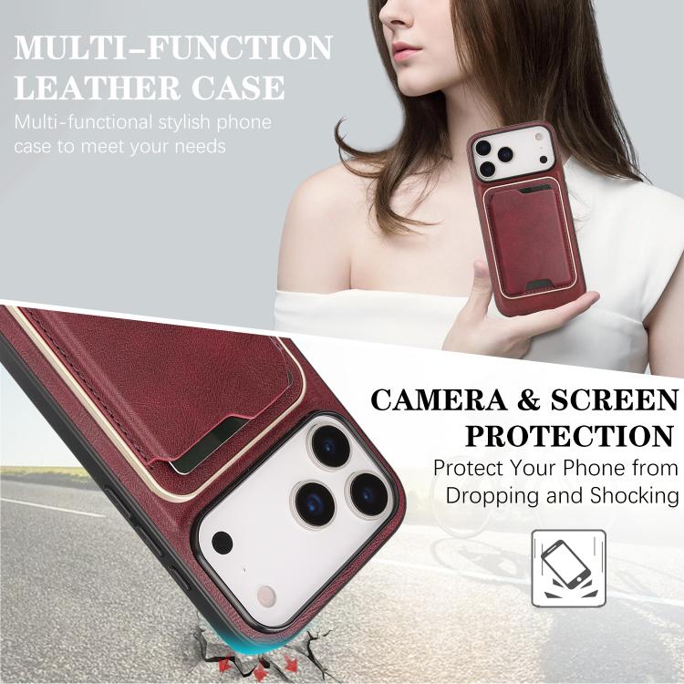 For iPhone 17 Pro Max Kalebol Slim MagSafe Ring Magnetic Card Bag Leather Phone Case(Red) - More iPhone Cases by Kalebol | Online Shopping UK | buy2fix