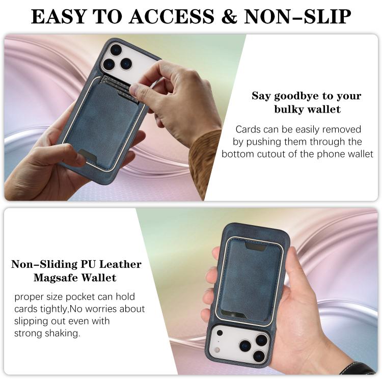 For iPhone 17 Pro Max Kalebol Slim MagSafe Ring Magnetic Card Bag Leather Phone Case(Blue) - More iPhone Cases by Kalebol | Online Shopping UK | buy2fix