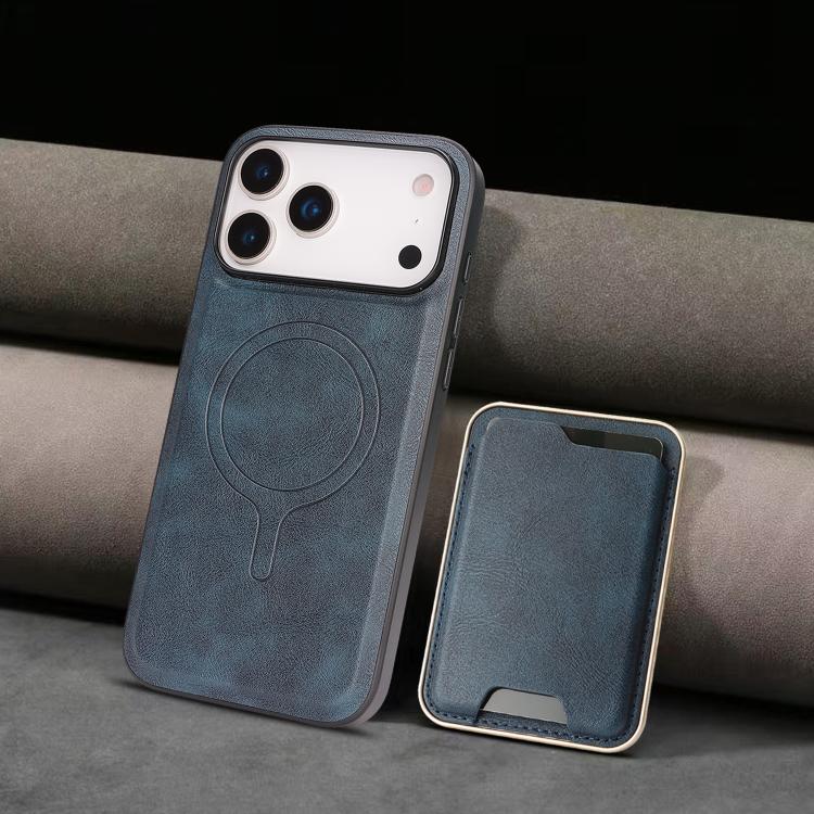 For iPhone 17 Pro Max Kalebol Slim MagSafe Ring Magnetic Card Bag Leather Phone Case(Blue) - More iPhone Cases by Kalebol | Online Shopping UK | buy2fix
