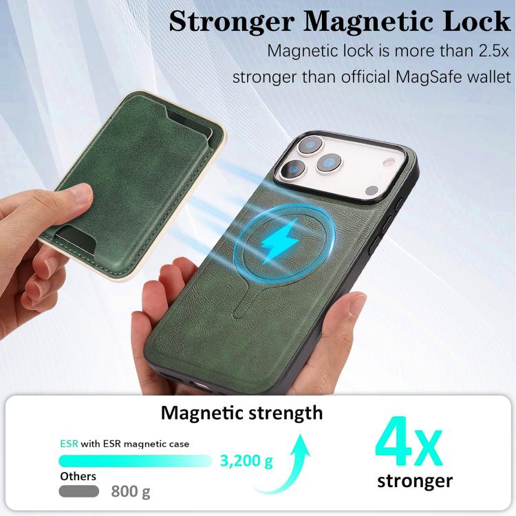 For iPhone 17 Pro Max Kalebol Slim MagSafe Ring Magnetic Card Bag Leather Phone Case(Green) - More iPhone Cases by Kalebol | Online Shopping UK | buy2fix