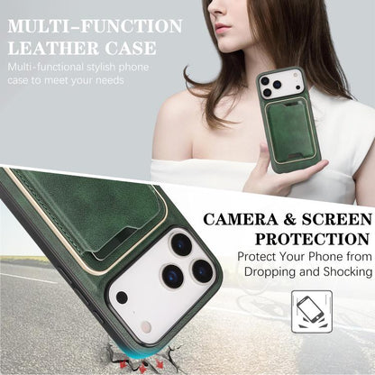 For iPhone 17 Pro Max Kalebol Slim MagSafe Ring Magnetic Card Bag Leather Phone Case(Green) - More iPhone Cases by Kalebol | Online Shopping UK | buy2fix