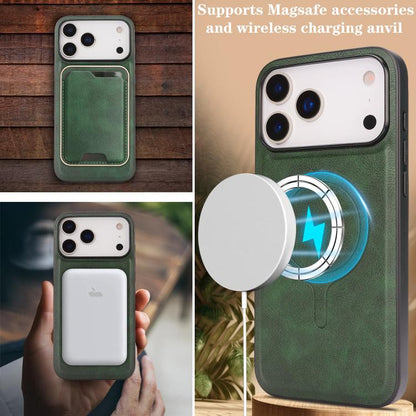 For iPhone 17 Pro Max Kalebol Slim MagSafe Ring Magnetic Card Bag Leather Phone Case(Green) - More iPhone Cases by Kalebol | Online Shopping UK | buy2fix