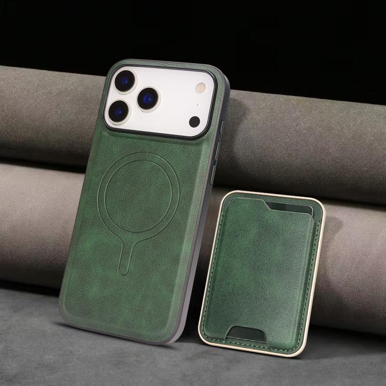 For iPhone 17 Pro Max Kalebol Slim MagSafe Ring Magnetic Card Bag Leather Phone Case(Green) - More iPhone Cases by Kalebol | Online Shopping UK | buy2fix