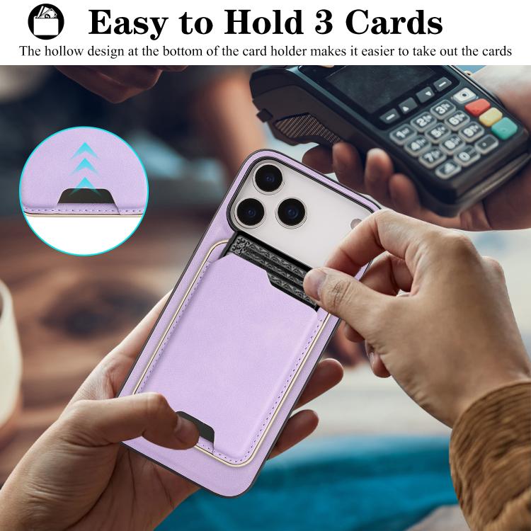 For iPhone 17 Pro Max Kalebol Slim MagSafe Ring Magnetic Card Bag Leather Phone Case(Purple) - More iPhone Cases by Kalebol | Online Shopping UK | buy2fix