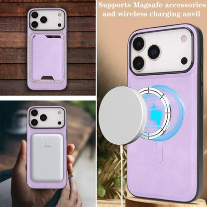 For iPhone 17 Pro Max Kalebol Slim MagSafe Ring Magnetic Card Bag Leather Phone Case(Purple) - More iPhone Cases by Kalebol | Online Shopping UK | buy2fix