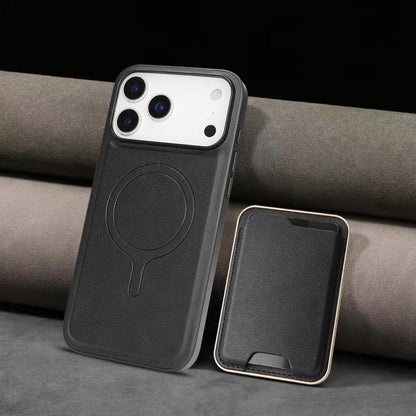 For iPhone 17 Pro Kalebol Slim MagSafe Ring Magnetic Card Bag Leather Phone Case(Black) - iPhone 17 Pro Cases by Kalebol | Online Shopping UK | buy2fix