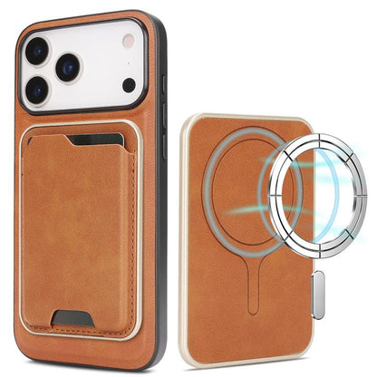 For iPhone 17 Pro Kalebol Slim MagSafe Ring Magnetic Card Bag Leather Phone Case(Brown) - iPhone 17 Pro Cases by Kalebol | Online Shopping UK | buy2fix