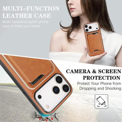 For iPhone 17 Pro Kalebol Slim MagSafe Ring Magnetic Card Bag Leather Phone Case(Brown) - iPhone 17 Pro Cases by Kalebol | Online Shopping UK | buy2fix