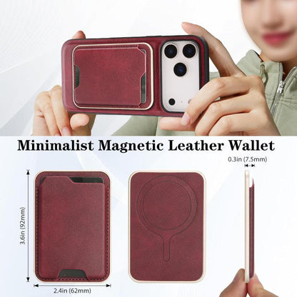 For iPhone 17 Pro Kalebol Slim MagSafe Ring Magnetic Card Bag Leather Phone Case(Red) - iPhone 17 Pro Cases by Kalebol | Online Shopping UK | buy2fix