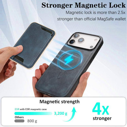 For iPhone 17 Pro Kalebol Slim MagSafe Ring Magnetic Card Bag Leather Phone Case(Blue) - iPhone 17 Pro Cases by Kalebol | Online Shopping UK | buy2fix