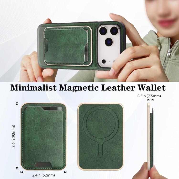 For iPhone 17 Pro Kalebol Slim MagSafe Ring Magnetic Card Bag Leather Phone Case(Green) - iPhone 17 Pro Cases by Kalebol | Online Shopping UK | buy2fix