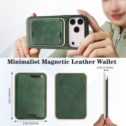 For iPhone 17 Pro Kalebol Slim MagSafe Ring Magnetic Card Bag Leather Phone Case(Green) - iPhone 17 Pro Cases by Kalebol | Online Shopping UK | buy2fix