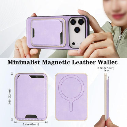 For iPhone 17 Pro Kalebol Slim MagSafe Ring Magnetic Card Bag Leather Phone Case(Purple) - iPhone 17 Pro Cases by Kalebol | Online Shopping UK | buy2fix