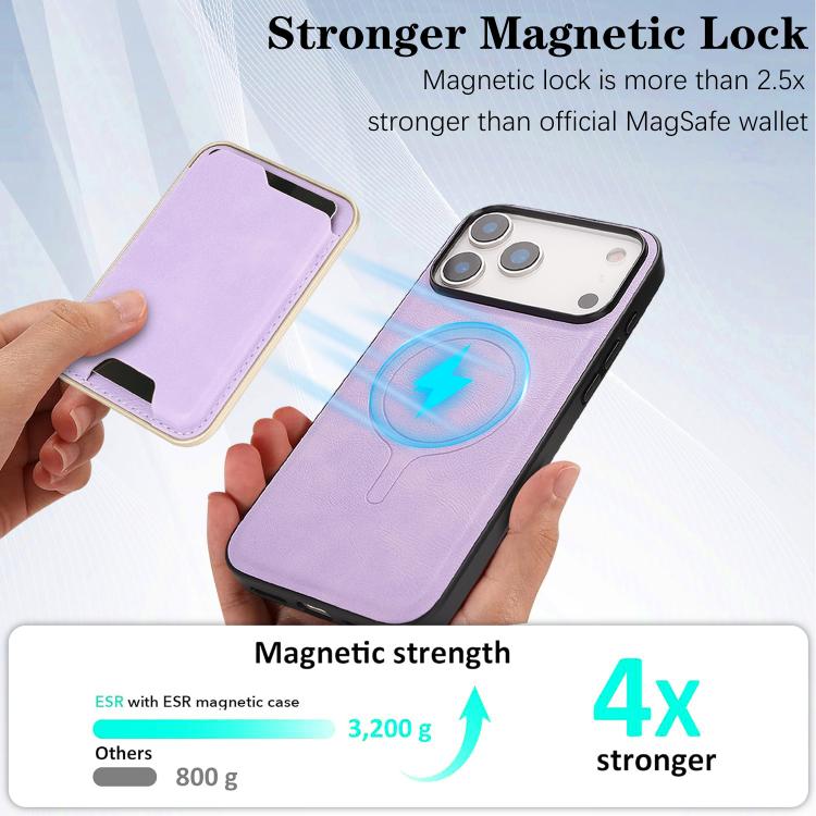 For iPhone 17 Pro Kalebol Slim MagSafe Ring Magnetic Card Bag Leather Phone Case(Purple) - iPhone 17 Pro Cases by Kalebol | Online Shopping UK | buy2fix
