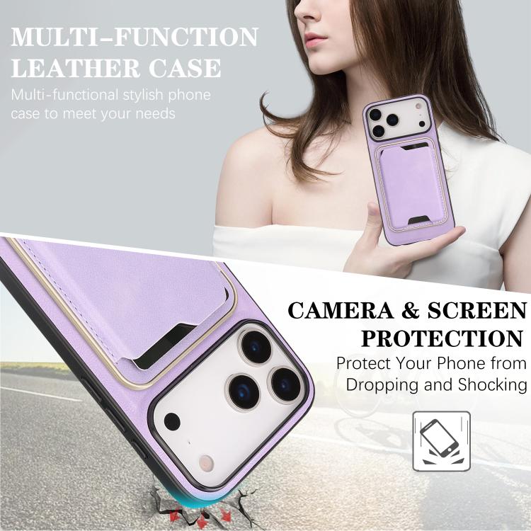 For iPhone 17 Pro Kalebol Slim MagSafe Ring Magnetic Card Bag Leather Phone Case(Purple) - iPhone 17 Pro Cases by Kalebol | Online Shopping UK | buy2fix