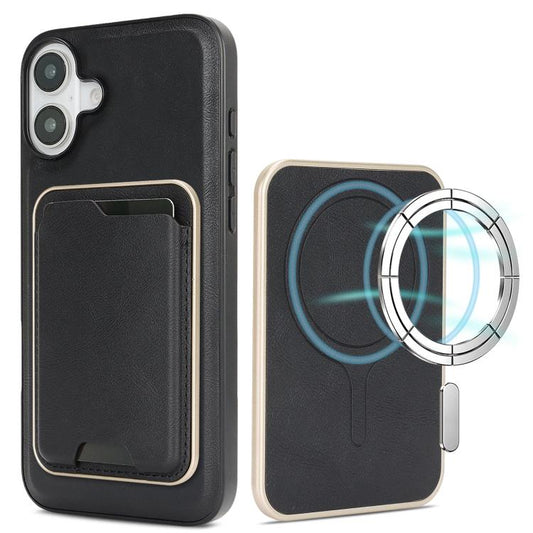 For iPhone 17 Kalebol Slim MagSafe Ring Magnetic Card Bag Leather Phone Case(Black) - iPhone 17 Cases by Kalebol | Online Shopping UK | buy2fix