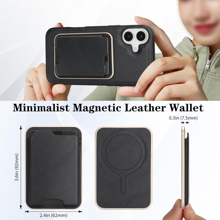For iPhone 17 Kalebol Slim MagSafe Ring Magnetic Card Bag Leather Phone Case(Black) - iPhone 17 Cases by Kalebol | Online Shopping UK | buy2fix