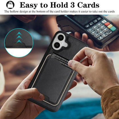 For iPhone 17 Kalebol Slim MagSafe Ring Magnetic Card Bag Leather Phone Case(Black) - iPhone 17 Cases by Kalebol | Online Shopping UK | buy2fix