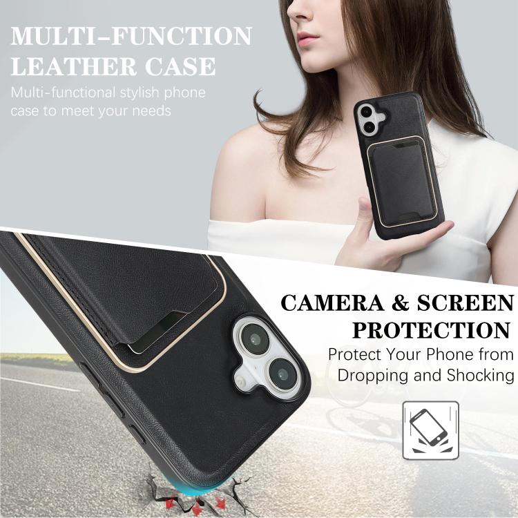 For iPhone 17 Kalebol Slim MagSafe Ring Magnetic Card Bag Leather Phone Case(Black) - iPhone 17 Cases by Kalebol | Online Shopping UK | buy2fix