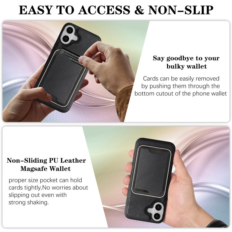 For iPhone 17 Kalebol Slim MagSafe Ring Magnetic Card Bag Leather Phone Case(Black) - iPhone 17 Cases by Kalebol | Online Shopping UK | buy2fix