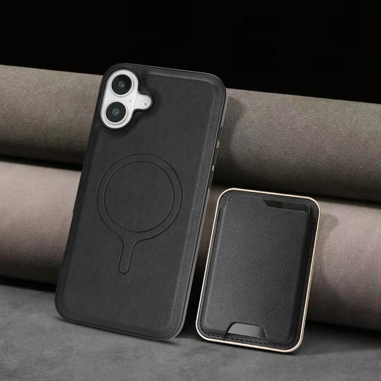 For iPhone 17 Kalebol Slim MagSafe Ring Magnetic Card Bag Leather Phone Case(Black) - iPhone 17 Cases by Kalebol | Online Shopping UK | buy2fix