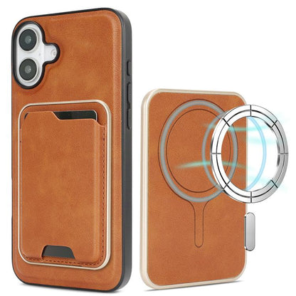 For iPhone 17 Kalebol Slim MagSafe Ring Magnetic Card Bag Leather Phone Case(Brown) - iPhone 17 Cases by Kalebol | Online Shopping UK | buy2fix