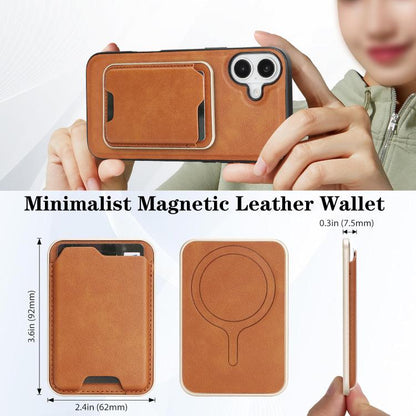 For iPhone 17 Kalebol Slim MagSafe Ring Magnetic Card Bag Leather Phone Case(Brown) - iPhone 17 Cases by Kalebol | Online Shopping UK | buy2fix