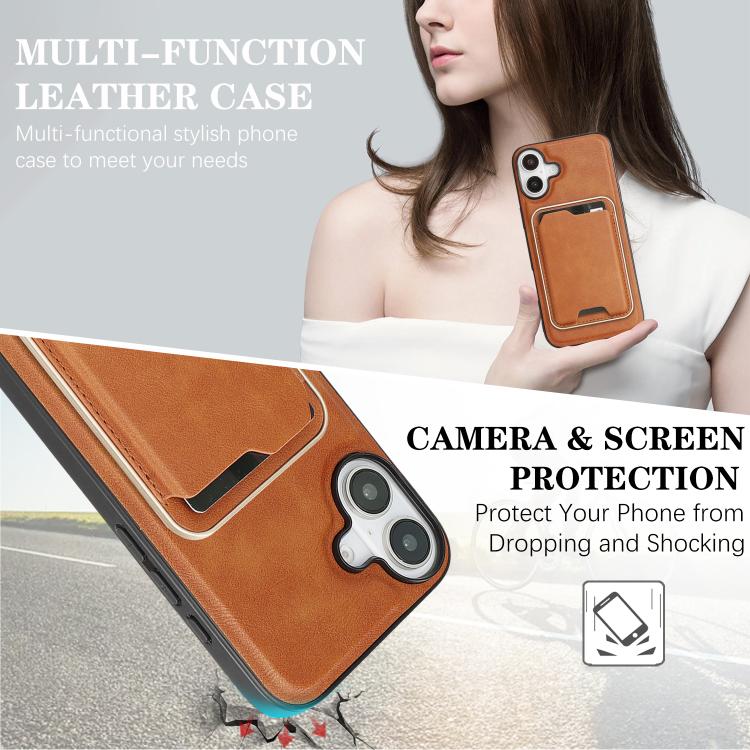 For iPhone 17 Kalebol Slim MagSafe Ring Magnetic Card Bag Leather Phone Case(Brown) - iPhone 17 Cases by Kalebol | Online Shopping UK | buy2fix