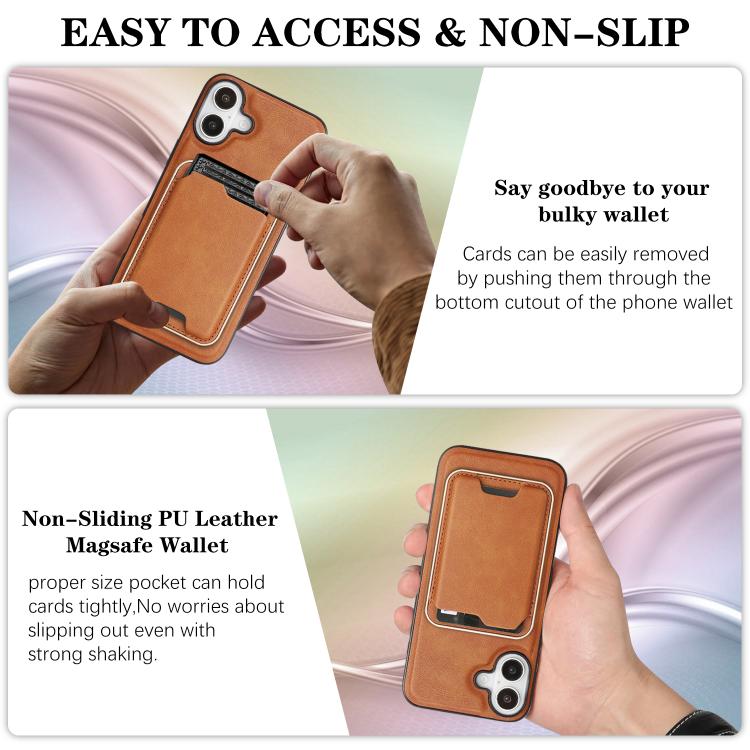 For iPhone 17 Kalebol Slim MagSafe Ring Magnetic Card Bag Leather Phone Case(Brown) - iPhone 17 Cases by Kalebol | Online Shopping UK | buy2fix