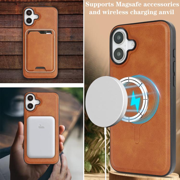 For iPhone 17 Kalebol Slim MagSafe Ring Magnetic Card Bag Leather Phone Case(Brown) - iPhone 17 Cases by Kalebol | Online Shopping UK | buy2fix