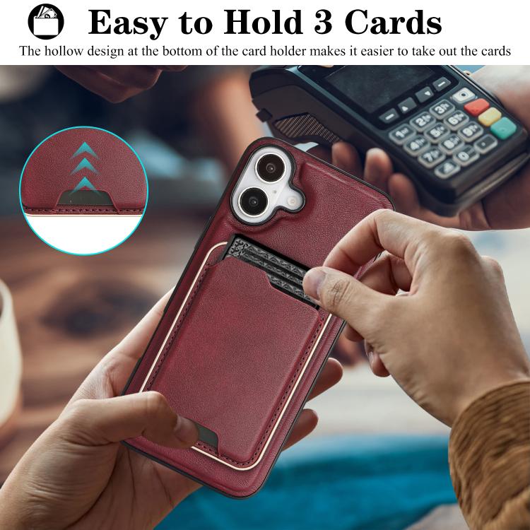 For iPhone 17 Kalebol Slim MagSafe Ring Magnetic Card Bag Leather Phone Case(Red) - iPhone 17 Cases by Kalebol | Online Shopping UK | buy2fix