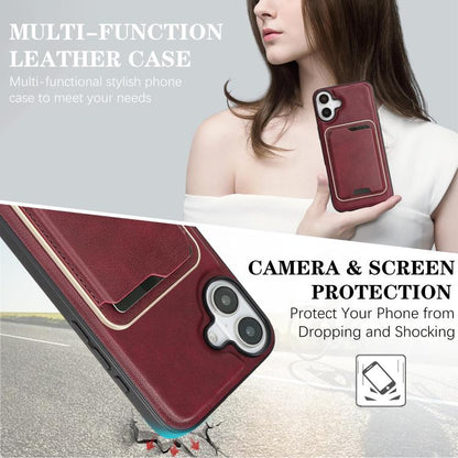 For iPhone 17 Kalebol Slim MagSafe Ring Magnetic Card Bag Leather Phone Case(Red) - iPhone 17 Cases by Kalebol | Online Shopping UK | buy2fix