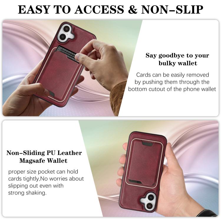 For iPhone 17 Kalebol Slim MagSafe Ring Magnetic Card Bag Leather Phone Case(Red) - iPhone 17 Cases by Kalebol | Online Shopping UK | buy2fix