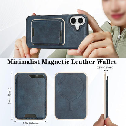 For iPhone 17 Kalebol Slim MagSafe Ring Magnetic Card Bag Leather Phone Case(Blue) - iPhone 17 Cases by Kalebol | Online Shopping UK | buy2fix