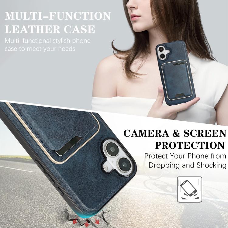 For iPhone 17 Kalebol Slim MagSafe Ring Magnetic Card Bag Leather Phone Case(Blue) - iPhone 17 Cases by Kalebol | Online Shopping UK | buy2fix