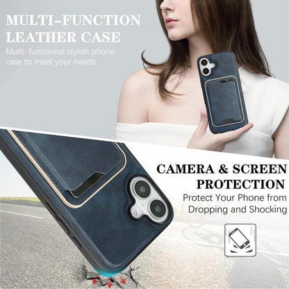 For iPhone 17 Kalebol Slim MagSafe Ring Magnetic Card Bag Leather Phone Case(Blue) - iPhone 17 Cases by Kalebol | Online Shopping UK | buy2fix