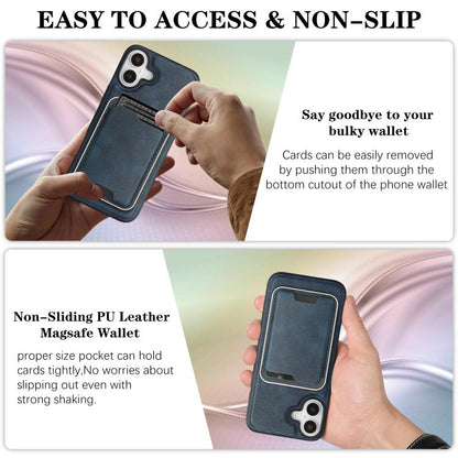 For iPhone 17 Kalebol Slim MagSafe Ring Magnetic Card Bag Leather Phone Case(Blue) - iPhone 17 Cases by Kalebol | Online Shopping UK | buy2fix