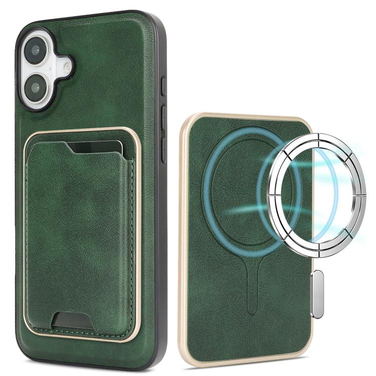 For iPhone 17 Kalebol Slim MagSafe Ring Magnetic Card Bag Leather Phone Case(Green) - iPhone 17 Cases by Kalebol | Online Shopping UK | buy2fix