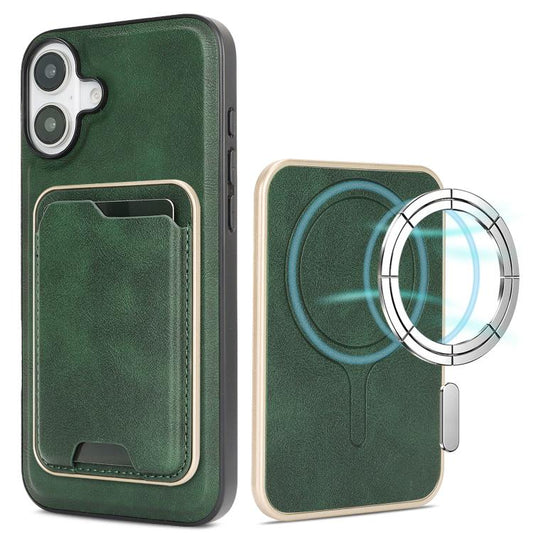 For iPhone 17 Kalebol Slim MagSafe Ring Magnetic Card Bag Leather Phone Case(Green) - iPhone 17 Cases by Kalebol | Online Shopping UK | buy2fix