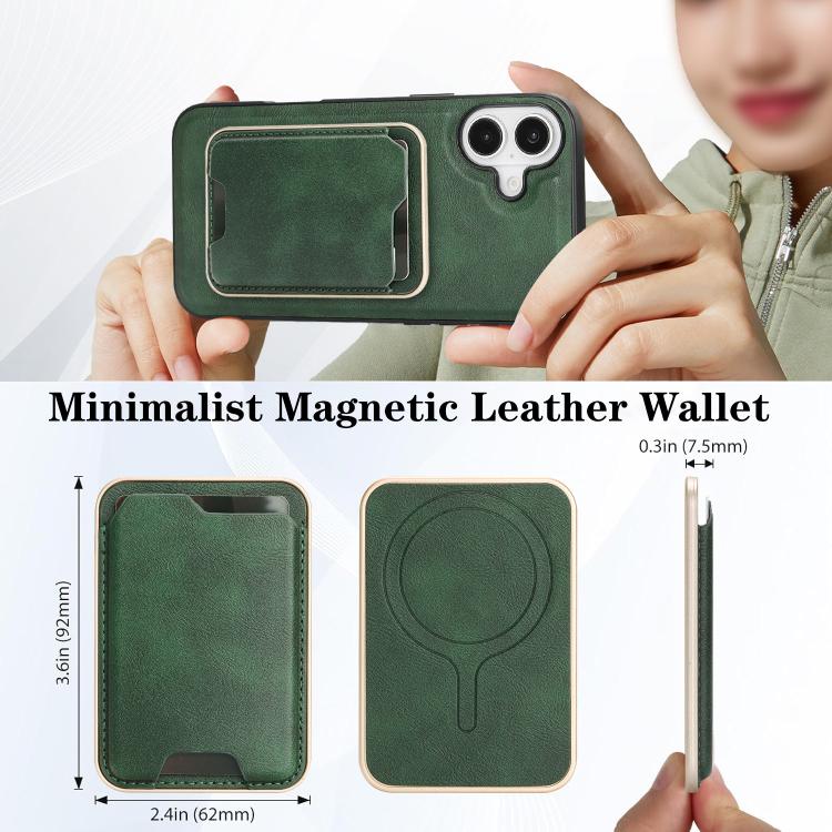 For iPhone 17 Kalebol Slim MagSafe Ring Magnetic Card Bag Leather Phone Case(Green) - iPhone 17 Cases by Kalebol | Online Shopping UK | buy2fix