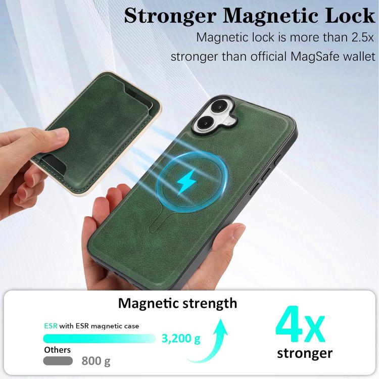 For iPhone 17 Kalebol Slim MagSafe Ring Magnetic Card Bag Leather Phone Case(Green) - iPhone 17 Cases by Kalebol | Online Shopping UK | buy2fix