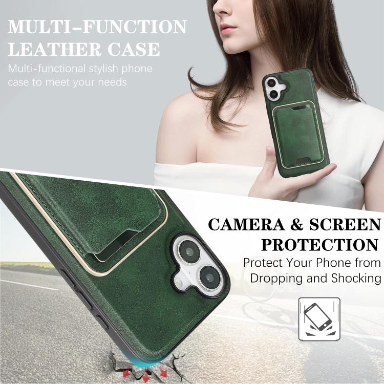 For iPhone 17 Kalebol Slim MagSafe Ring Magnetic Card Bag Leather Phone Case(Green) - iPhone 17 Cases by Kalebol | Online Shopping UK | buy2fix