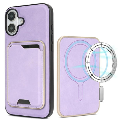 For iPhone 17 Kalebol Slim MagSafe Ring Magnetic Card Bag Leather Phone Case(Purple) - iPhone 17 Cases by Kalebol | Online Shopping UK | buy2fix